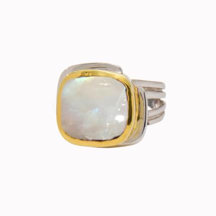 Art Deco Ring in Silver Gold & various gemstones